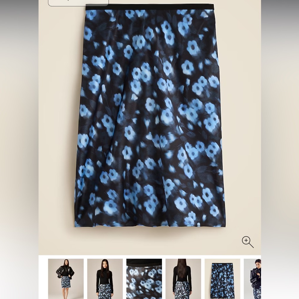 NWT J.Crew Gwen knee-length slip skirt in blurry floral luster charmeuse M